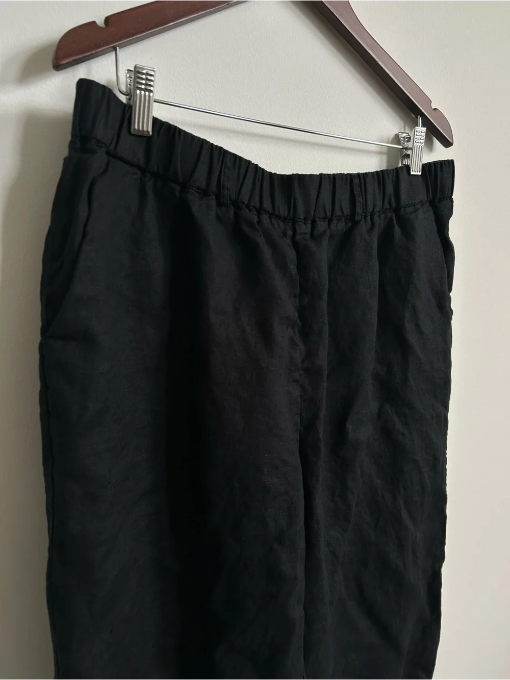 Quince Black Linen Cropped Pants XL